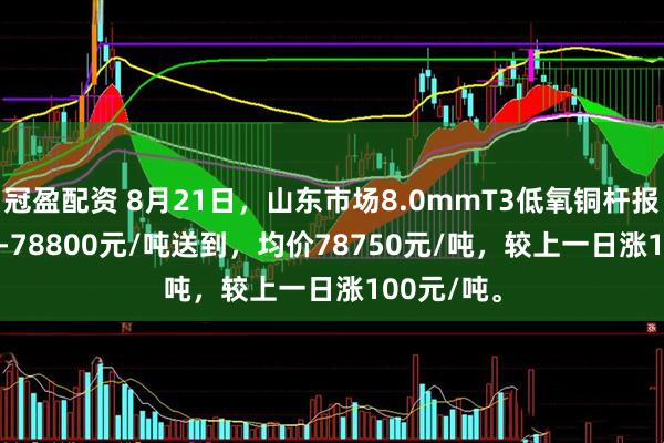 冠盈配资 8月21日，山东市场8.0mmT3低氧铜杆报价78700-78800元/吨送到，均价78750元/吨，较上一日涨100元/吨。